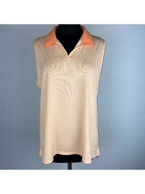 Nike Dri-Fit Ace Golf Polo Tank Top Womens XL Orange Sleeveless Mesh Slit Sides